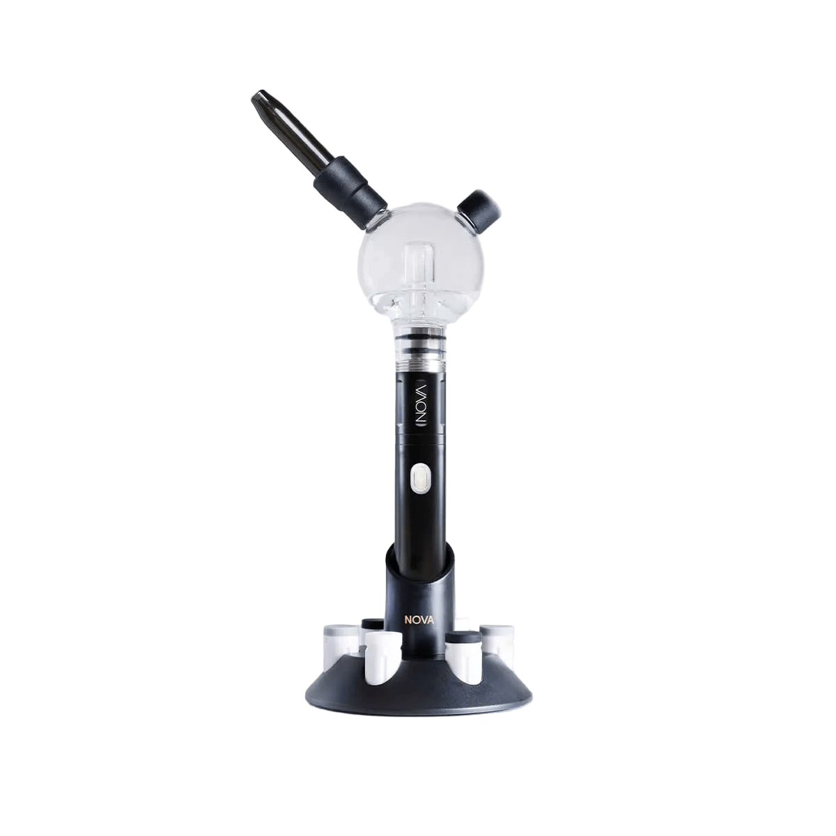 Center-front view of the Cipher NOVA Water Hookah Kit standing upright on its circular black base against a white background.