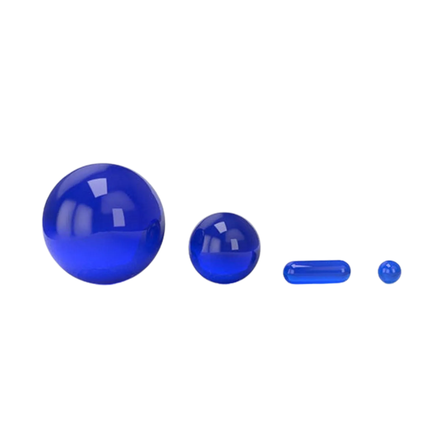 Row of four shiny green glass marbles and a pill-shaped piece photographed from the front on a white background, Honeybee Herb Dab Marble Sets - 4 Piece