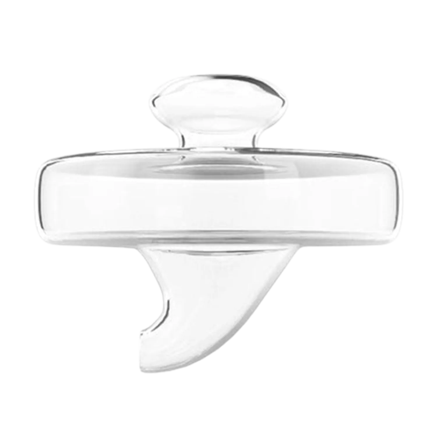 Close-up front view of the clear Honey Topper Carb Cap showing its round flat top and short knob handle against a white background