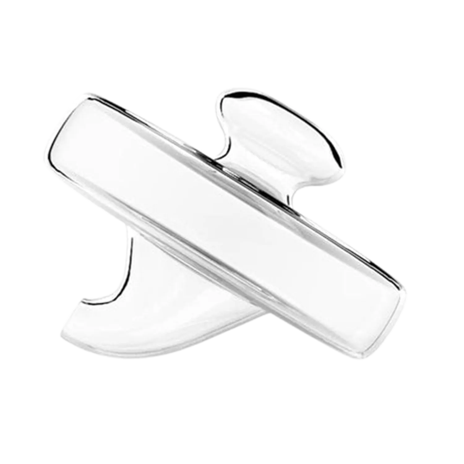 Close-up diagonal view of a clear Honey Topper Carb Cap showing two overlapping rounded glass pieces with glossy highlights.