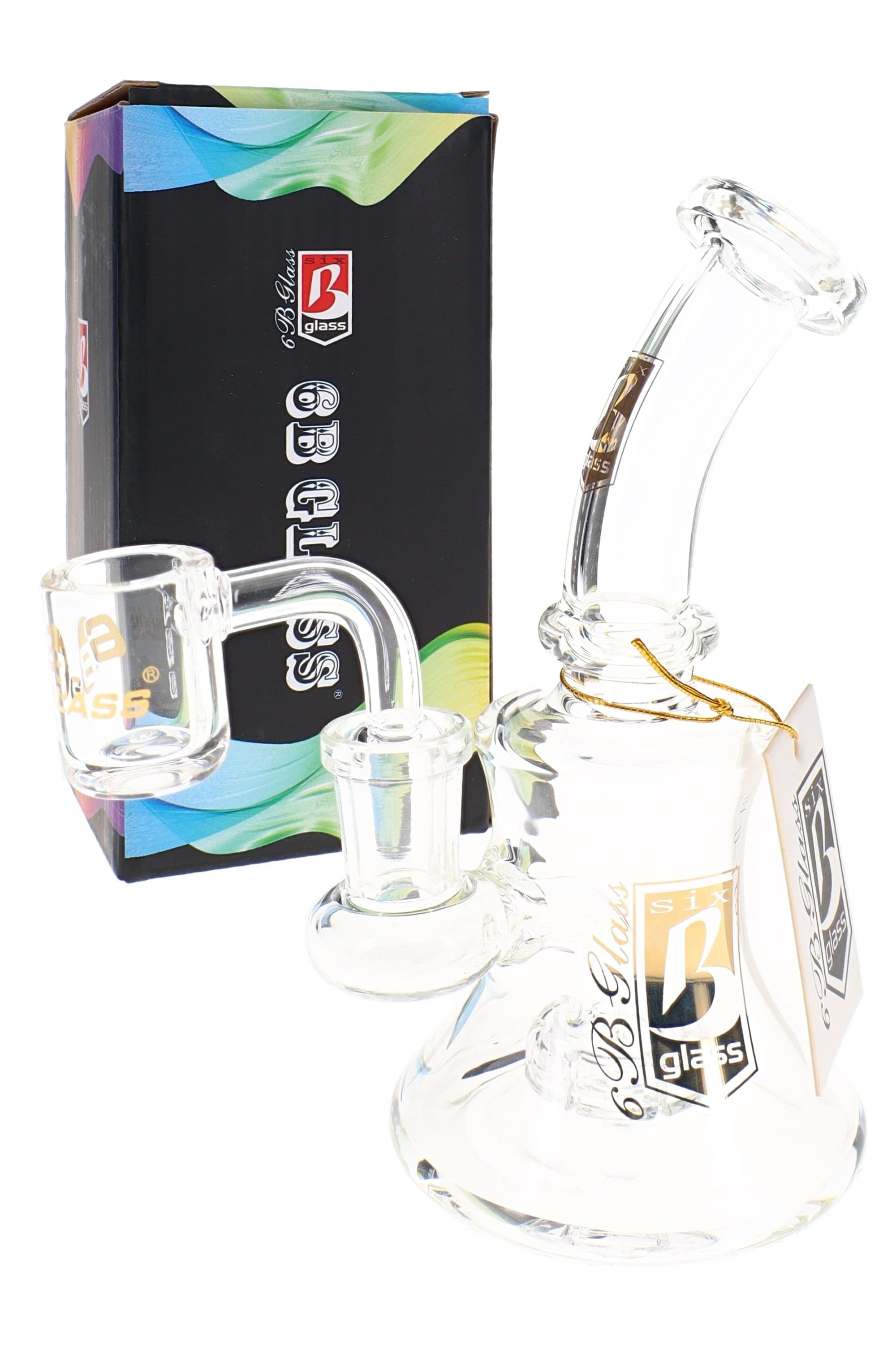6B Glass Clear Stemless Dab Rig – Showerhead Perc – 5½″