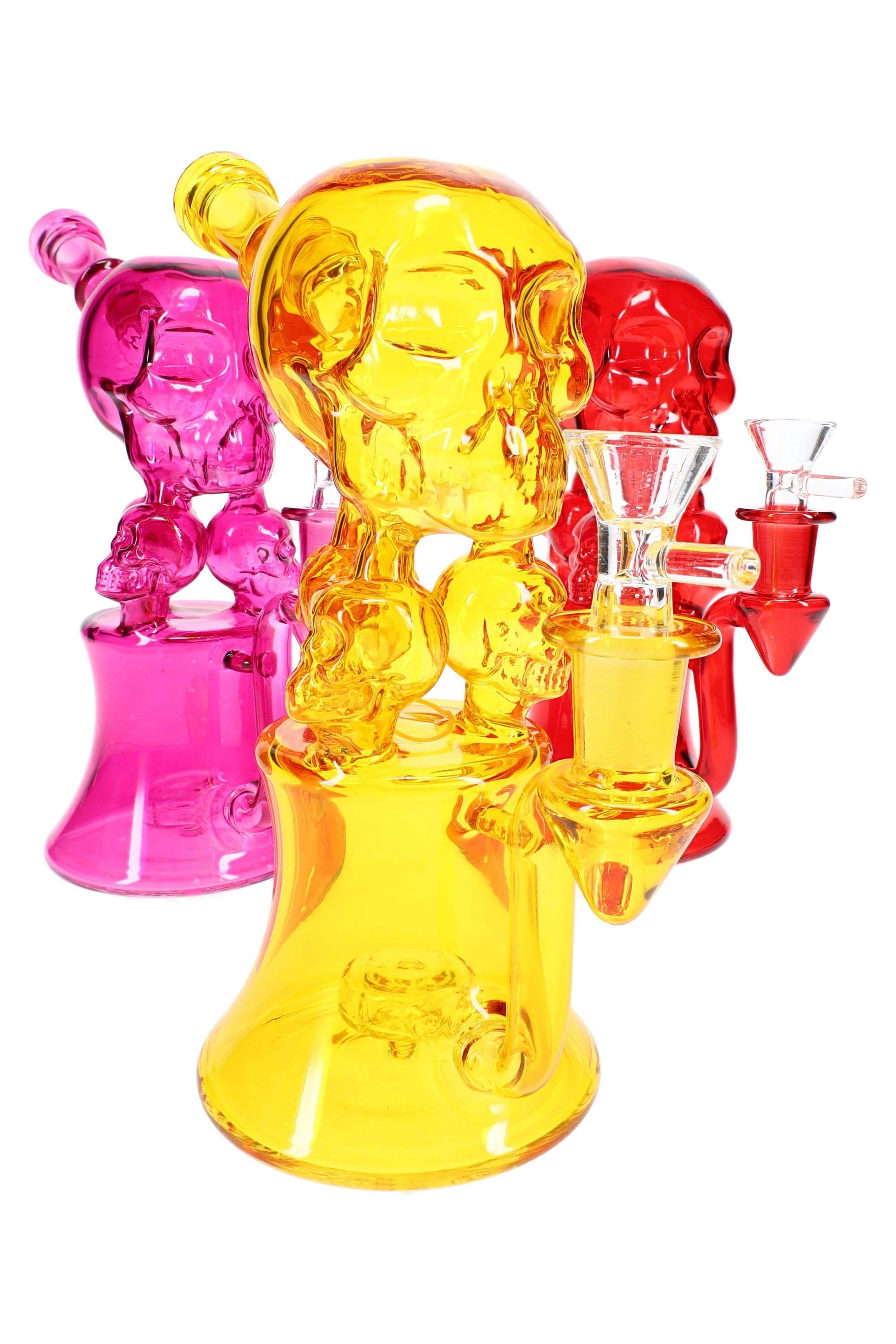 Primate Glass GoG Skull Recycler Bong – 8½″ – Showerhead Perc – Assorted Colors