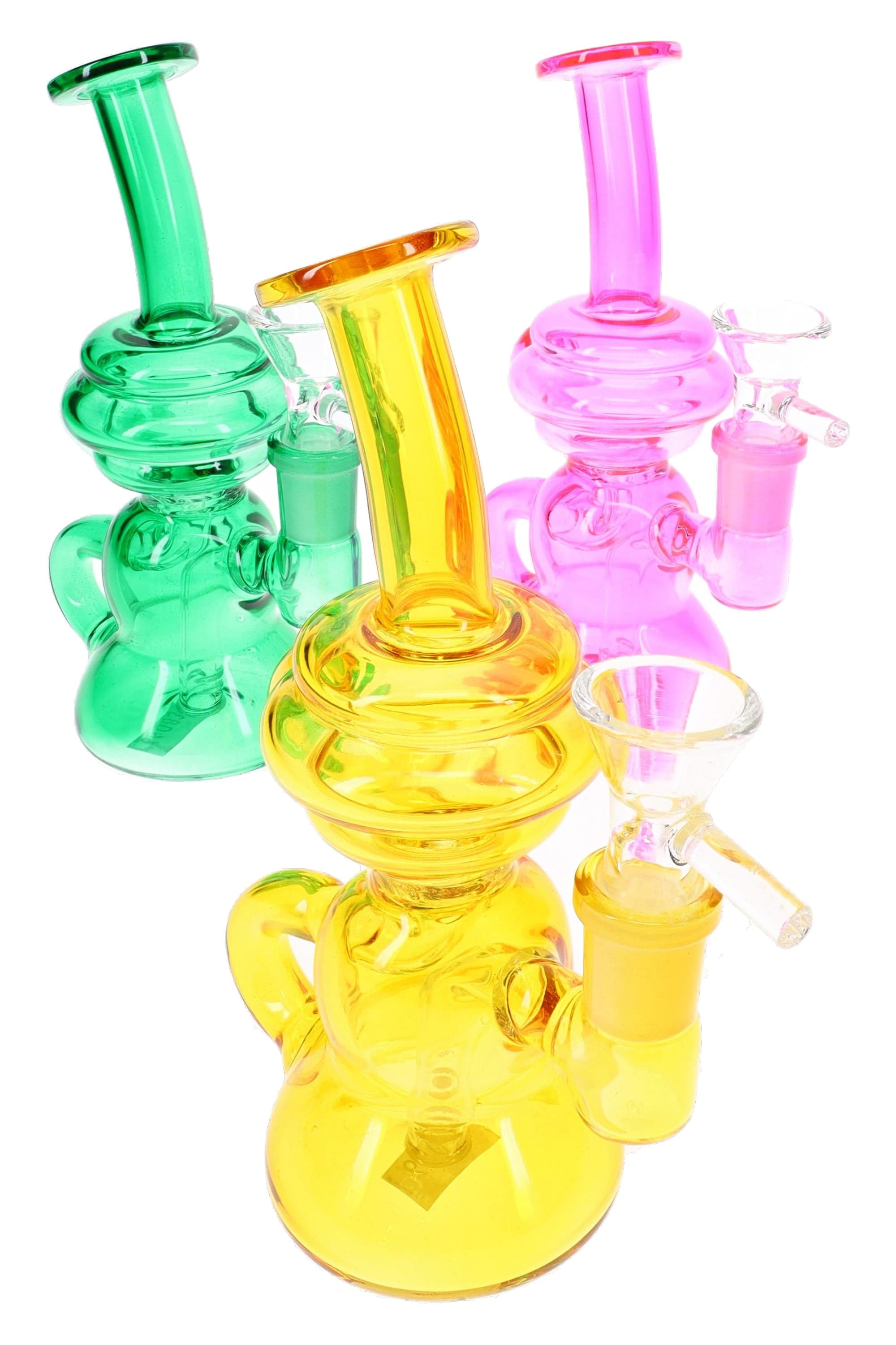 Primate Glass Stemless Glass Recycler Bong “Color Current” – 6½″ – Assorted Colors