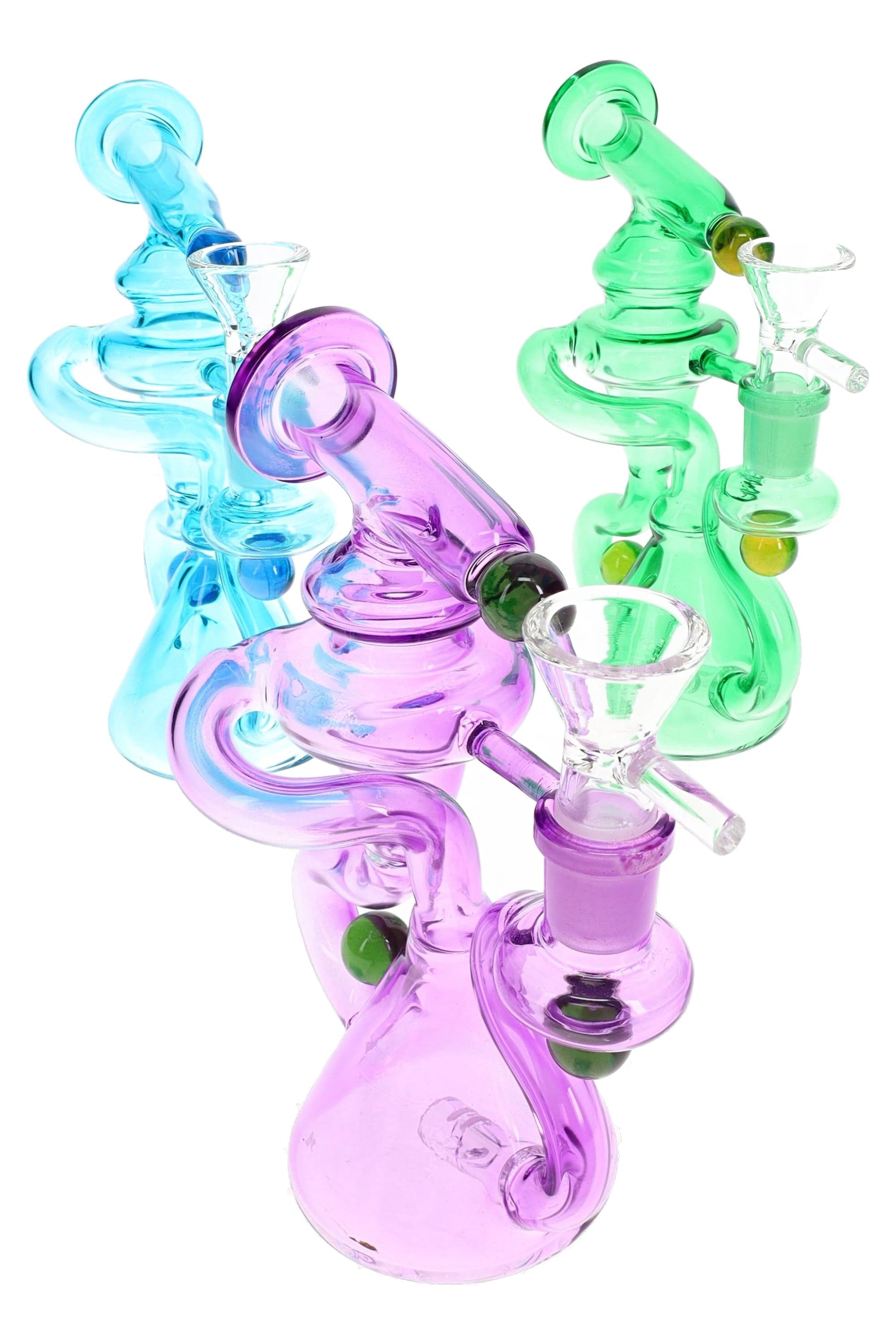 Primate Glass Stemless Glass Recycler Bong “Loop Bloom” – 6″ – Assorted Colors