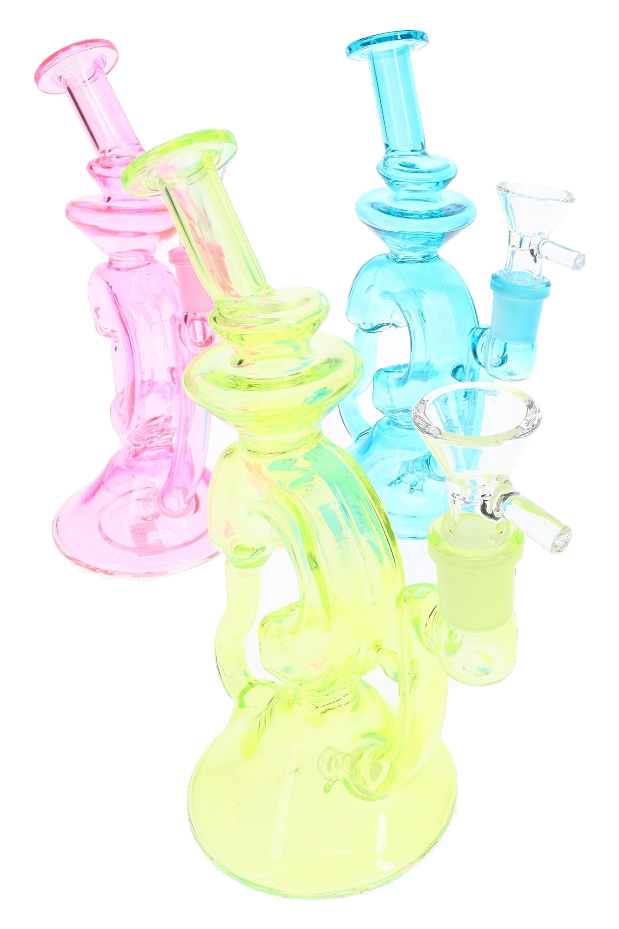Primate Glass Stemless Glass Funky Recycler Bong “Ripple Orbit” – 7″ – Assorted Colors