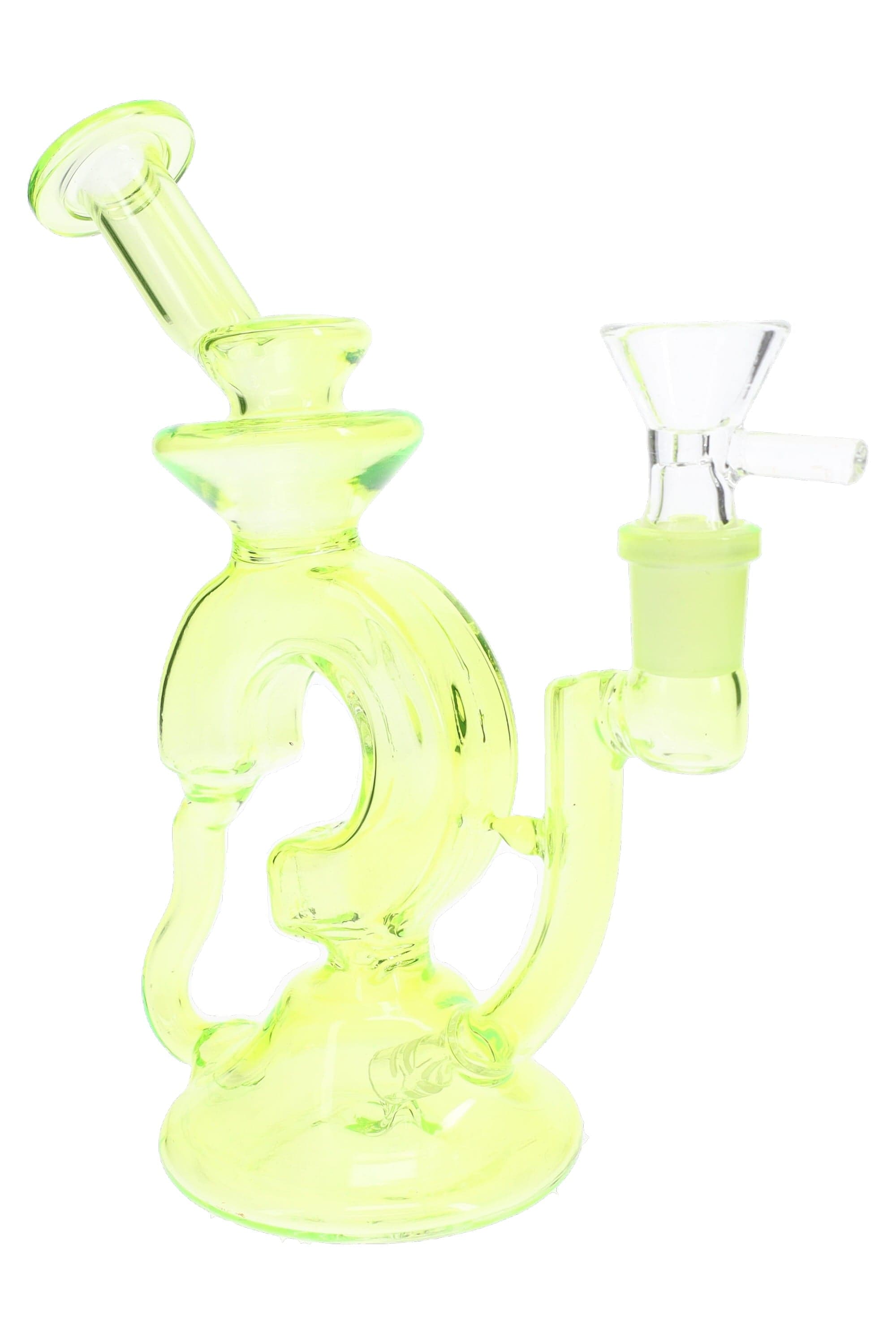 Primate Glass Stemless Glass Funky Recycler Bong “Ripple Orbit” – 7″ – Assorted Colors