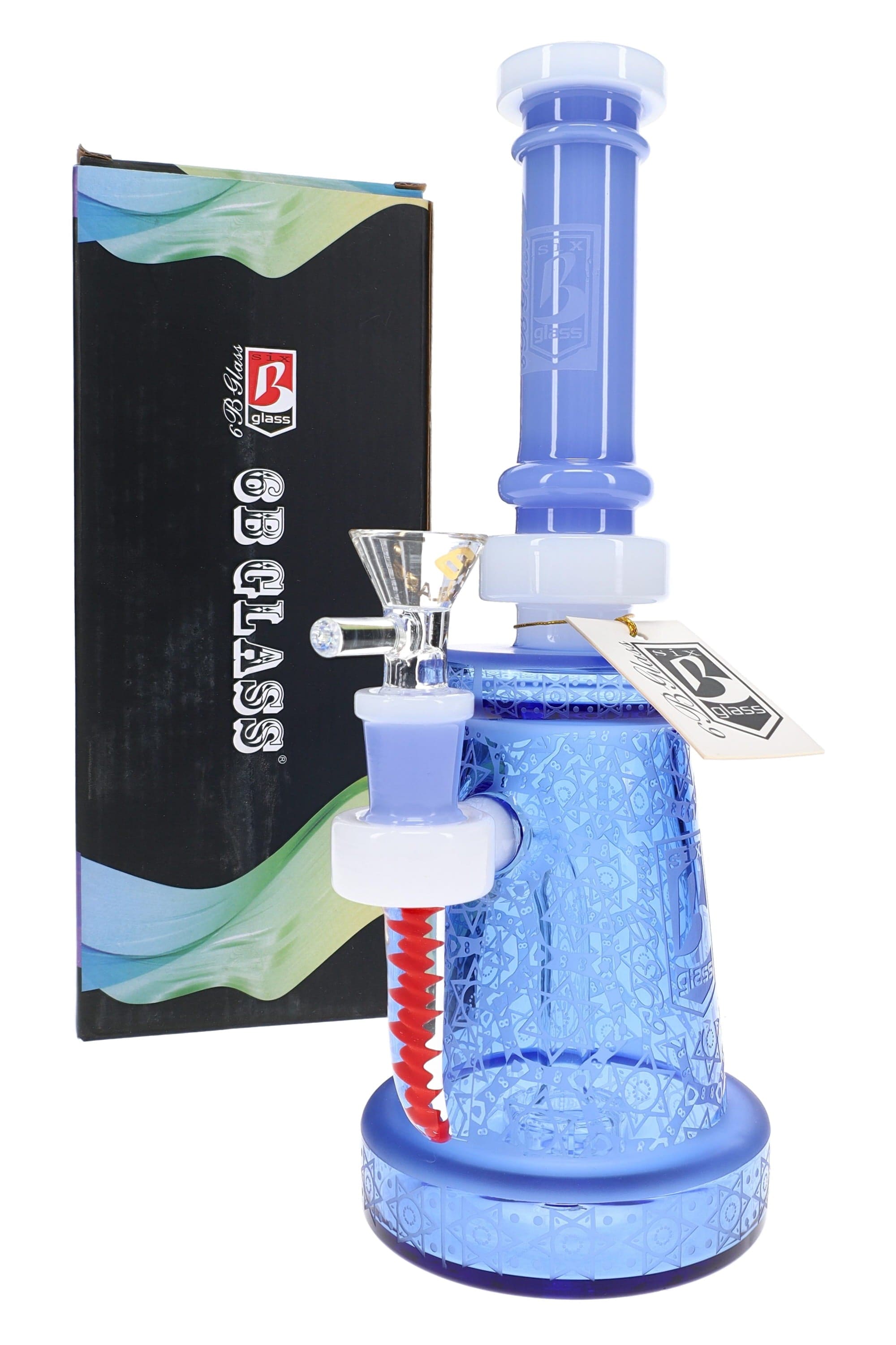 6B Glass Frosted Star Water Pipe – 9½″ – Assorted Colors
