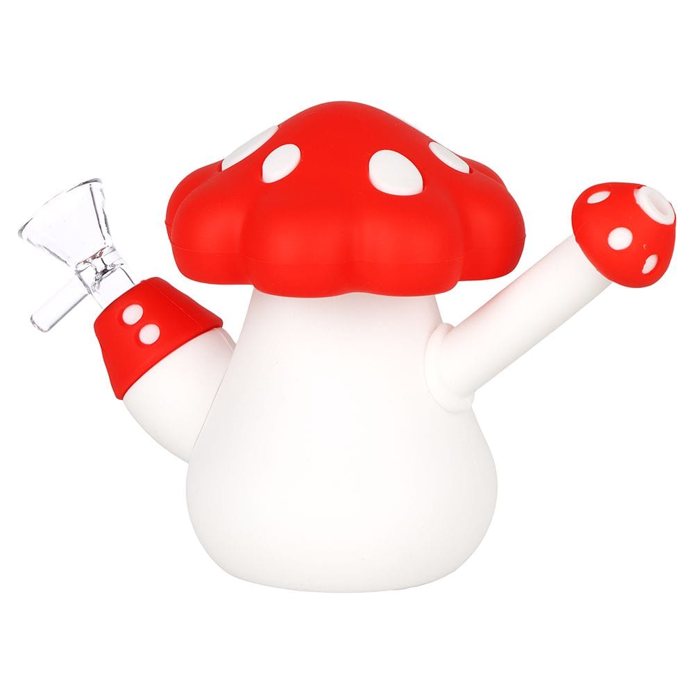 SeshGear Red Mushroom Silicone Water Pipe - 4.5" / 14mm F / Red