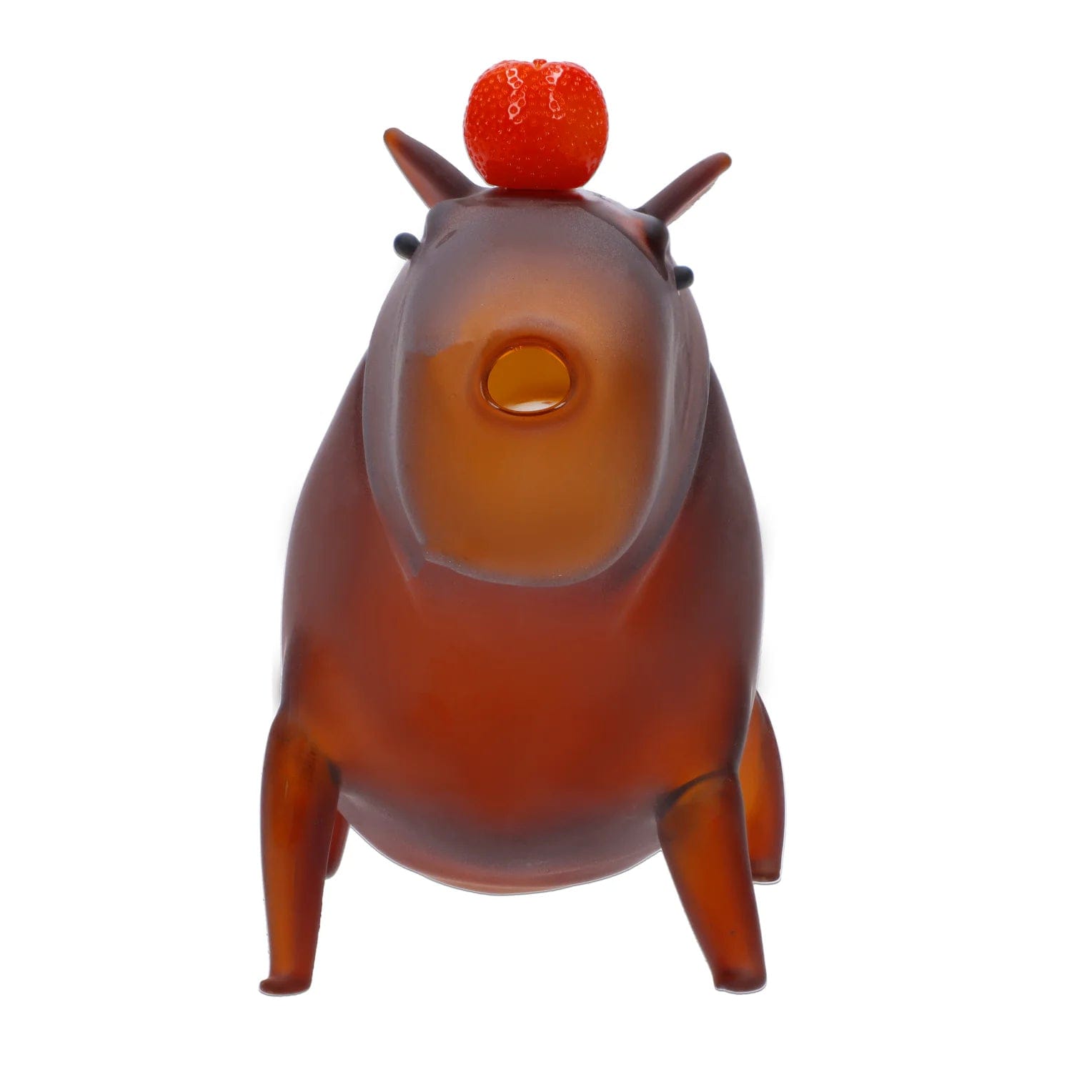 Front view of the DHC Originals February 2024 Capybara Bong, a brown ceramic piece shaped like the animal.