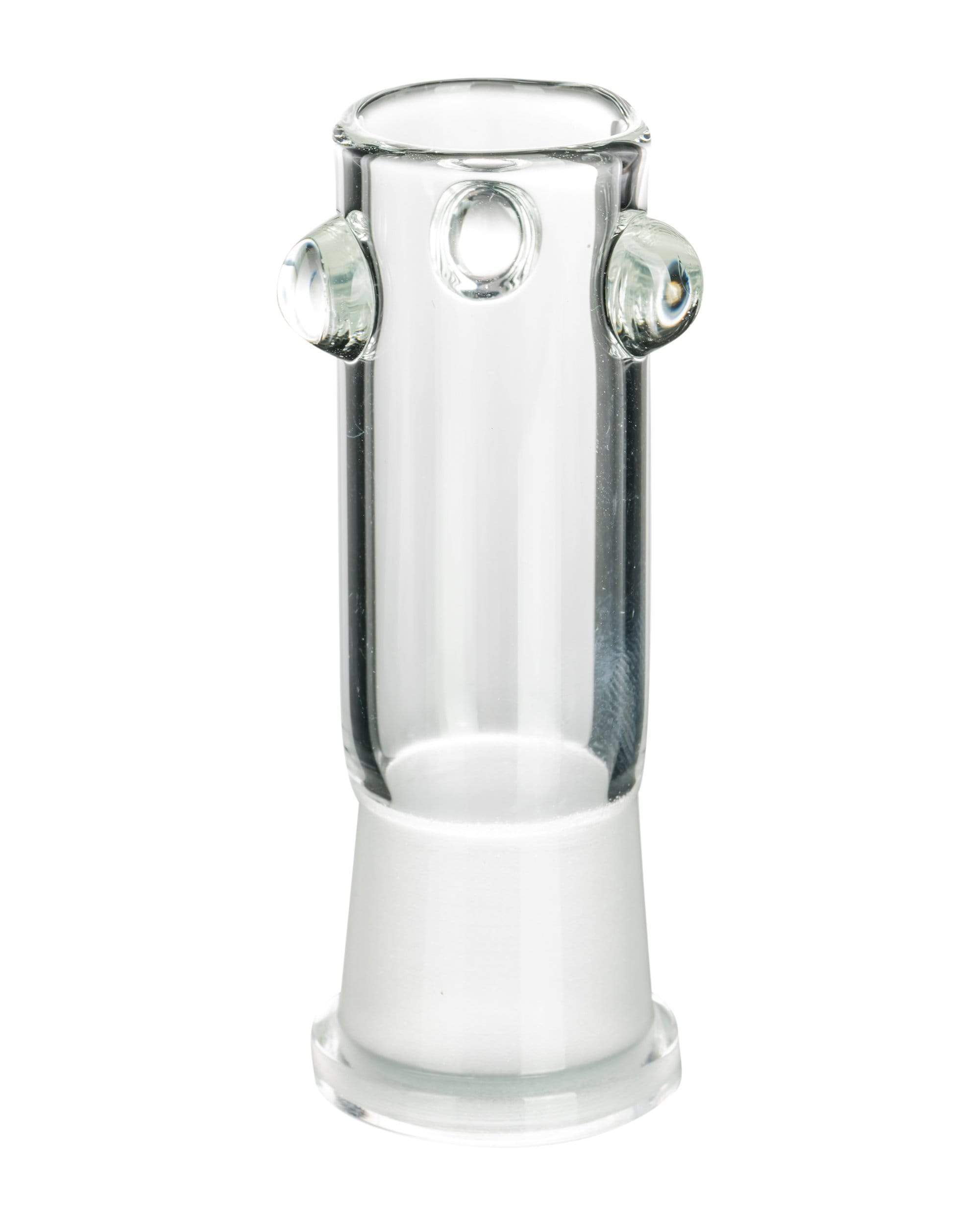 Close-up front view of the Cylinder Dome with Marbles showing a clear glass cylinder top with three raised marble knobs and a white frosted joint.