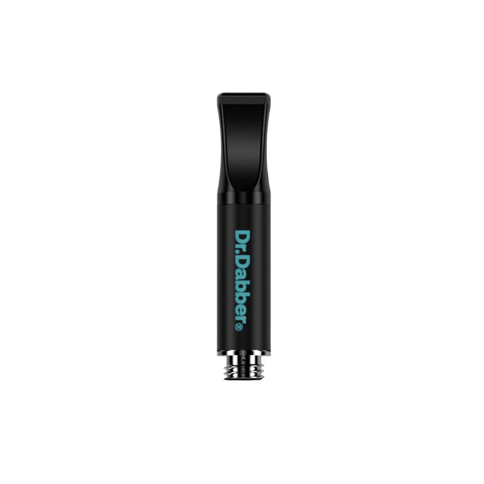Close-up front view of the black Light™ Vaporizer Kit mouthpiece and threaded metal base centered on a white background.