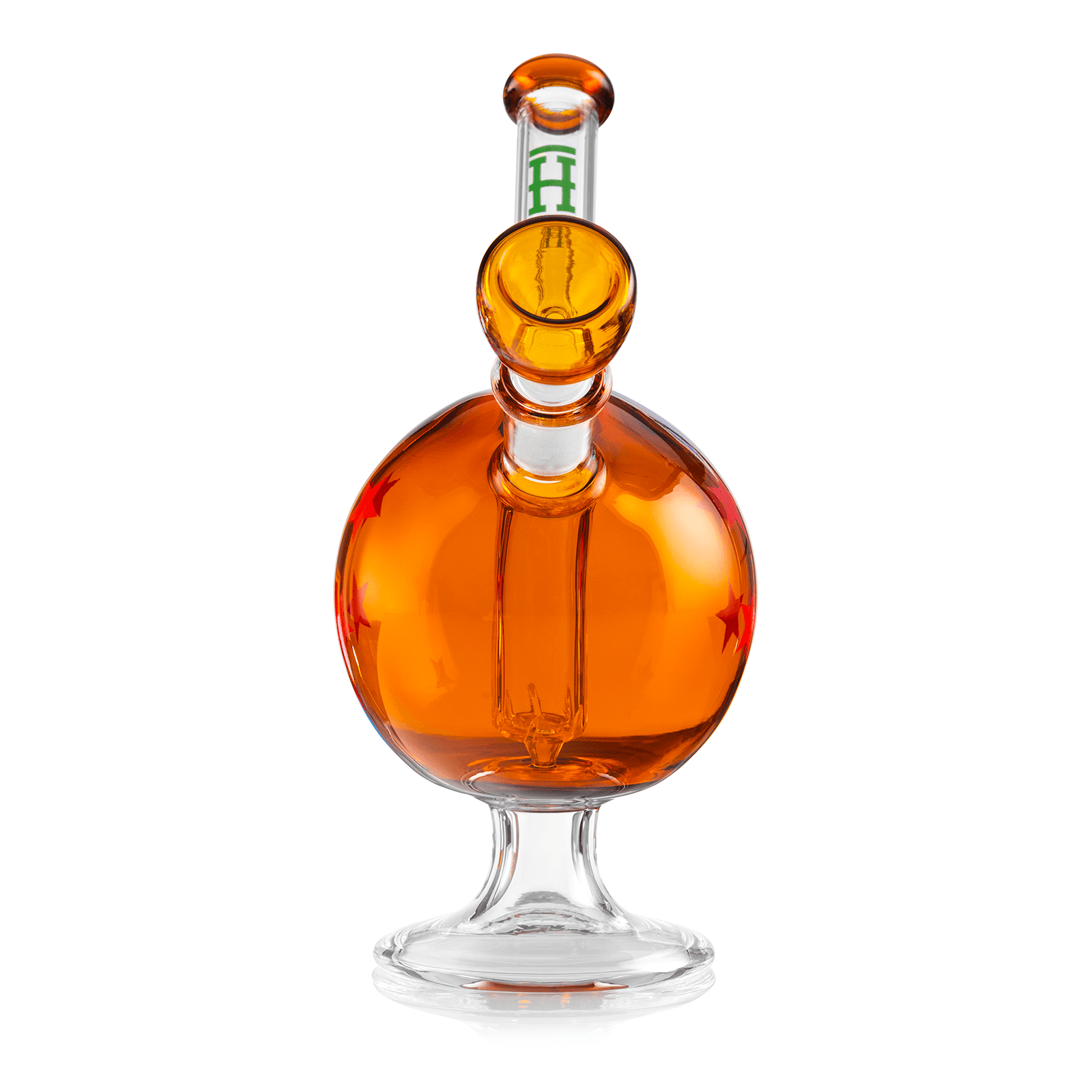 A studio shot of the Wish Ball Bong, displaying its rounded glass form and simple, elegant design.