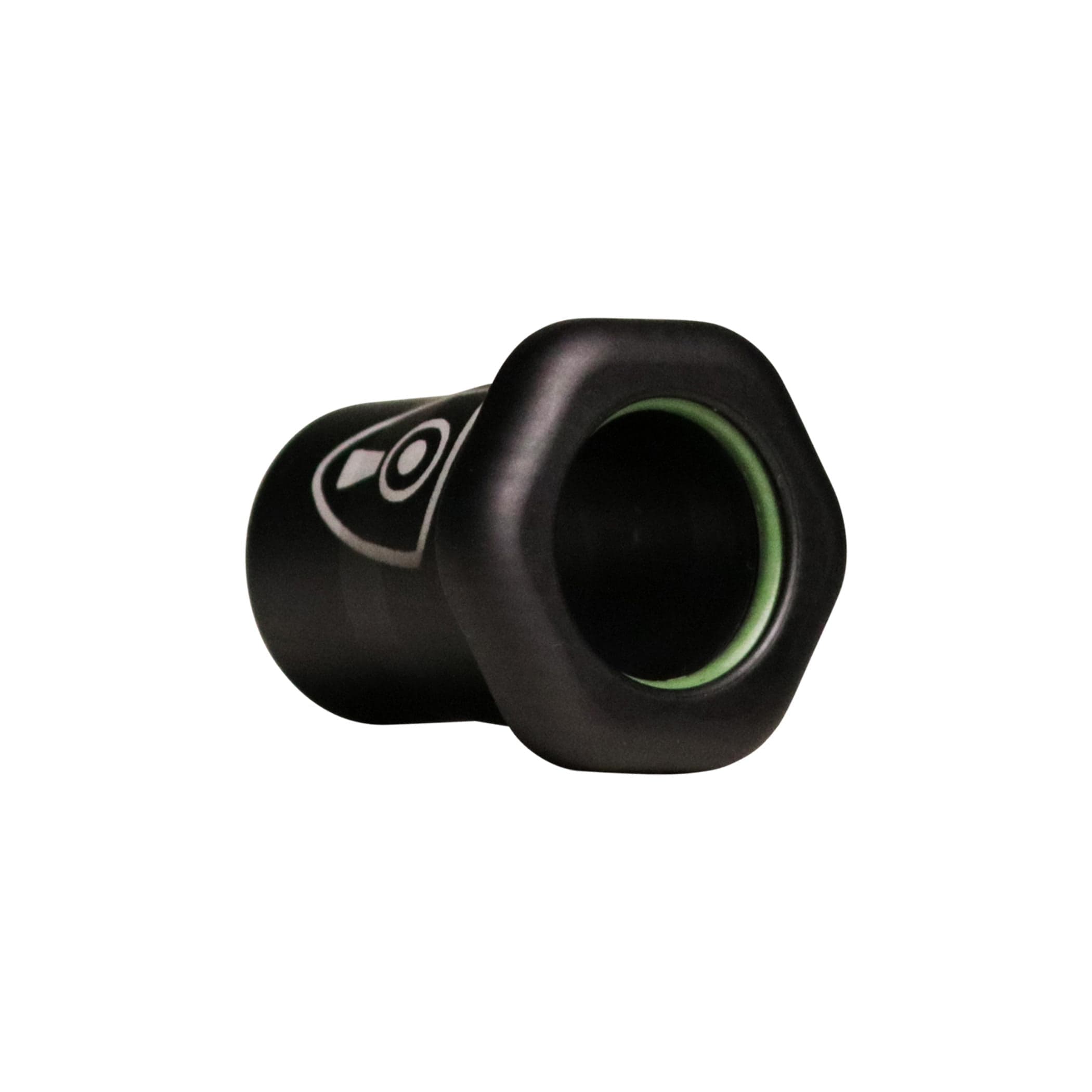 Close-up angled view of the black Adaptabowl showing its rounded rim and green inner ring against a white background.