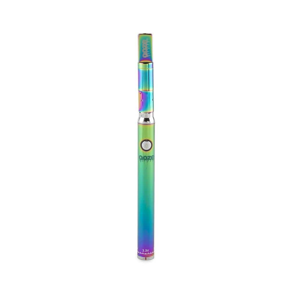 A close-up, angled view of the Slim Twist Pro CBD Vape Battery with a metallic finish, centered against a plain white background.