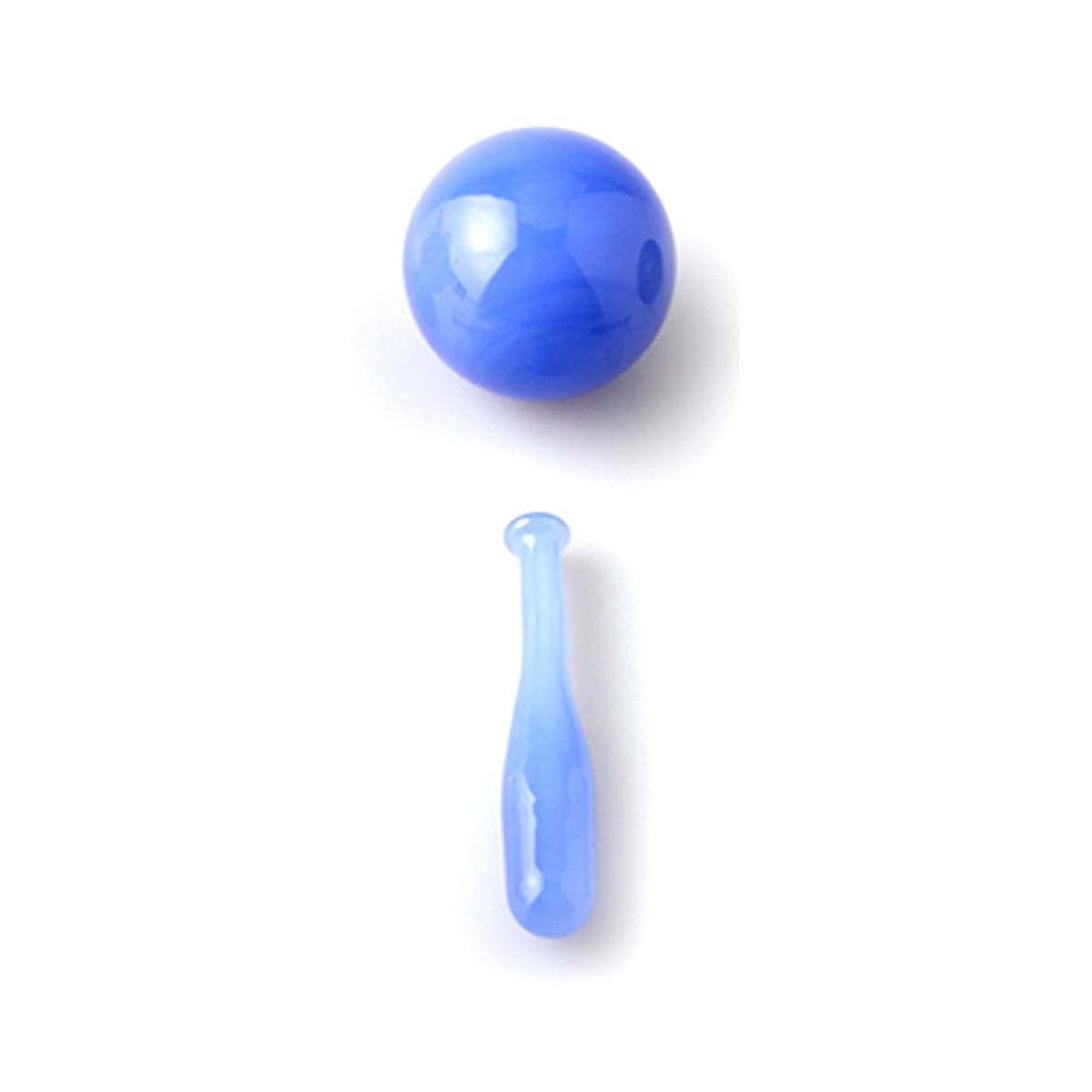 Overhead view of the Baseball Bat Terp Slurper Set, showcasing its blue, baseball bat-like shape against a white background.