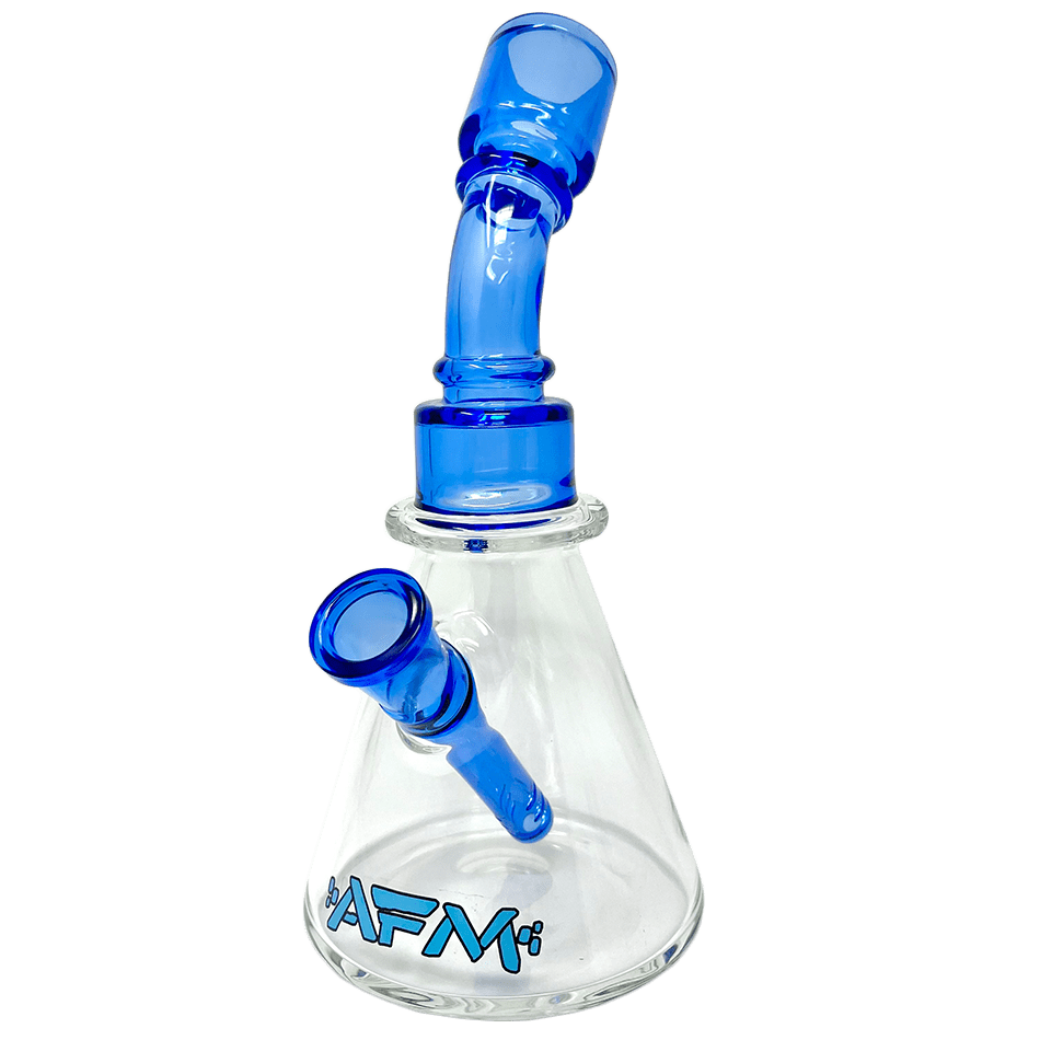 AFM Smoke Dab Rig Ink Blue 8" One Shot Clear Glass Mini Dab Rig