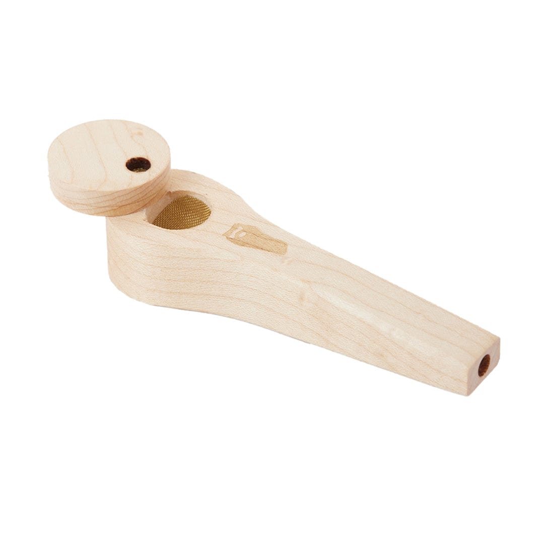 A slightly angled view of the Bearded Exotic Pipes with Lid, showing a dark-stained wooden pipe with a closed lid.