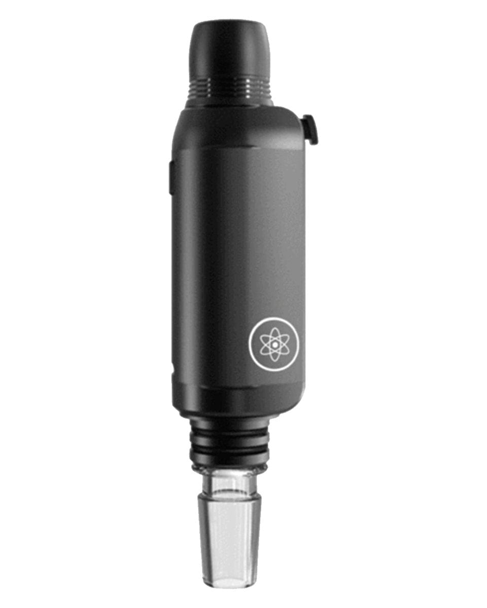 A detailed close-up of the DabTech Trio, showing its angled joint and smooth, dark finish.