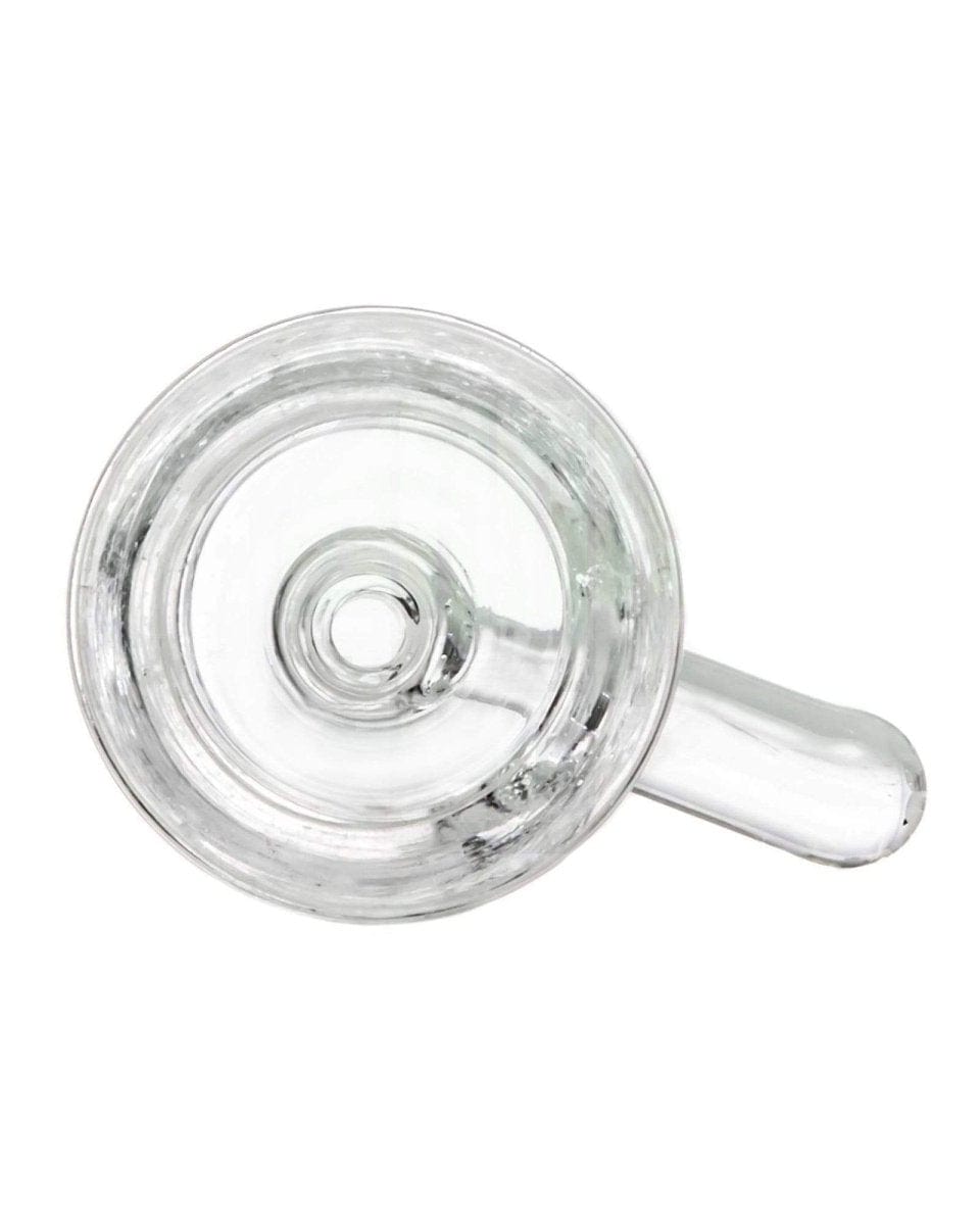Close-up view of the Glass Funnel Bowl, showing its clear glass construction and simple, funnel-shaped design.
