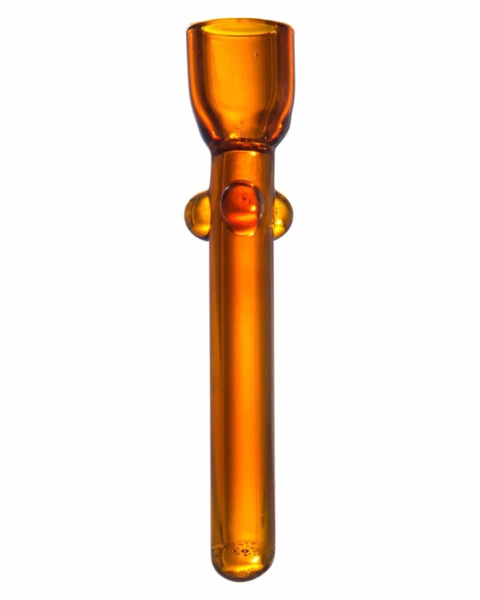 A close-up view of the Glass Nail, showing its smooth, clear glass construction and simple cylindrical shape.