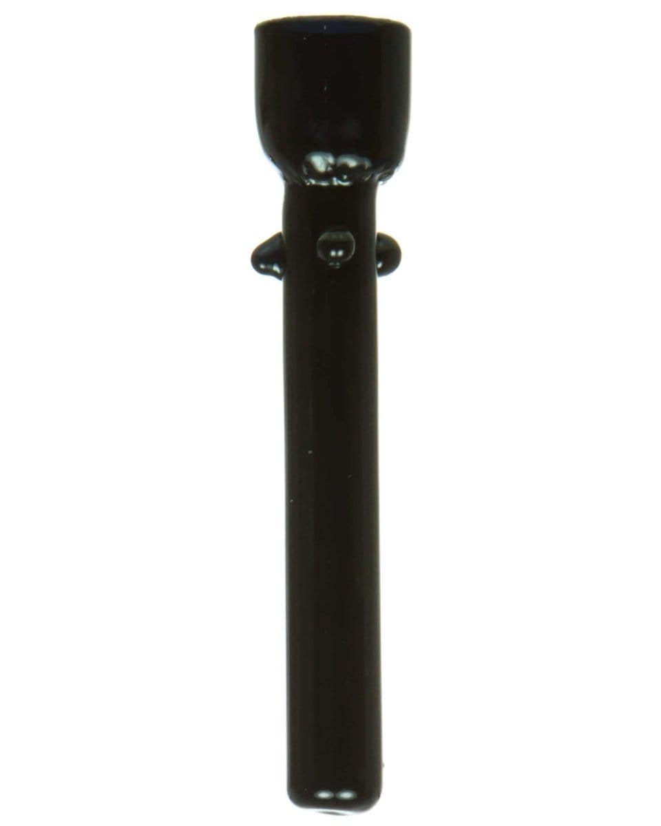 Close-up view of the Glass Nail, showcasing its smooth, dark glass construction and simple, cylindrical form.