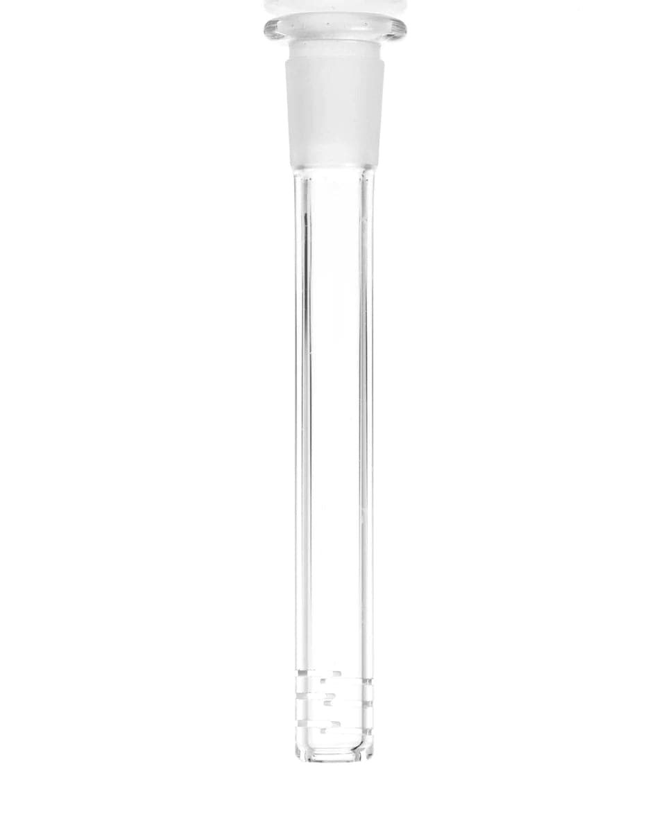 Front view of the 4-inch Replacement Downstem, a clear glass tube shown against a plain white background.