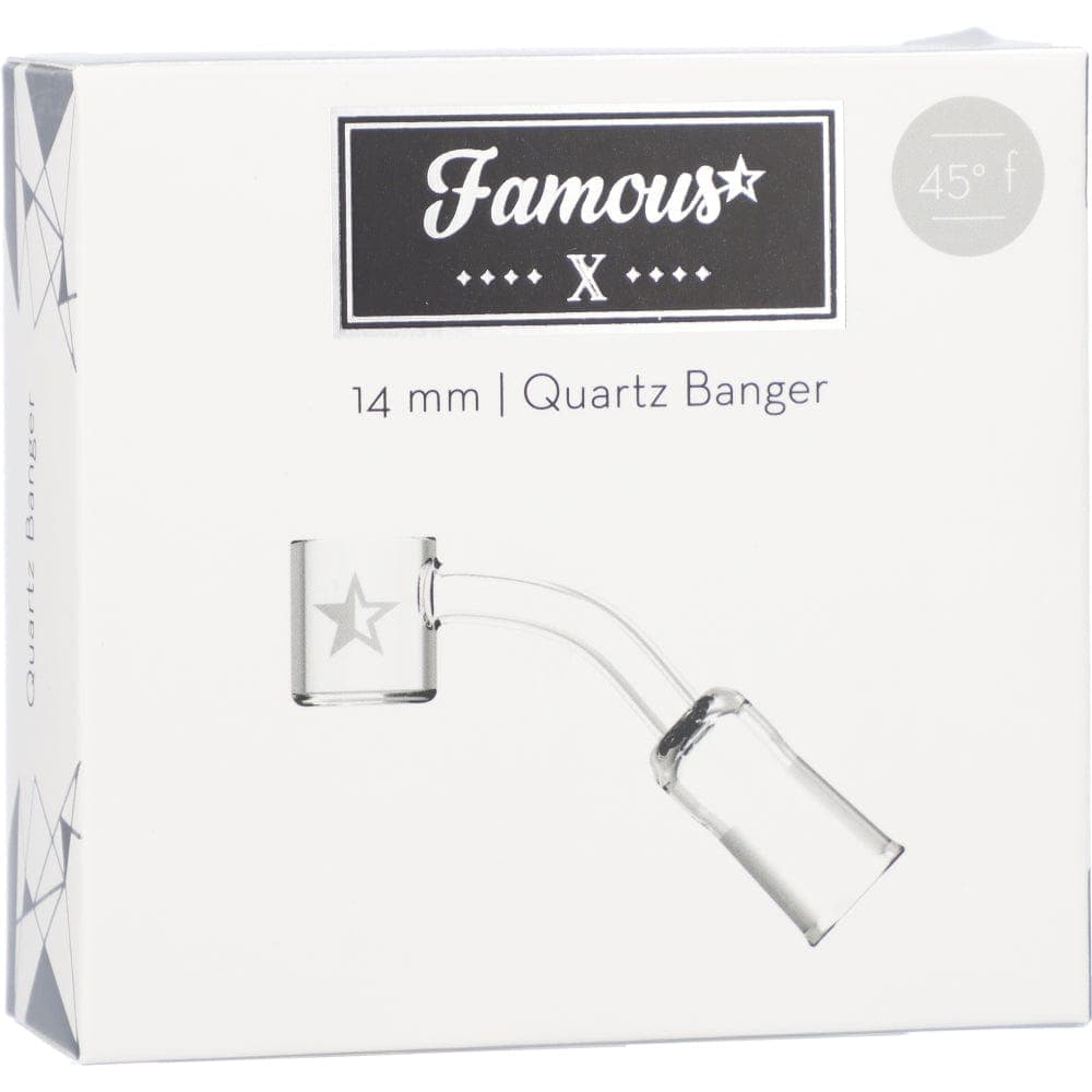 Front view of the Famous X Replacement Banger, a 45-degree, 14mm female joint banger, highlighted against a plain background.
