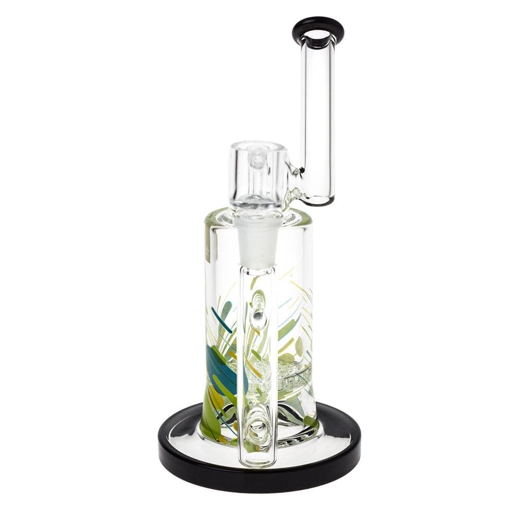 The Versuz 8" Dab Rig Water Pipe is shown in a front view, with a clear glass body and black base.