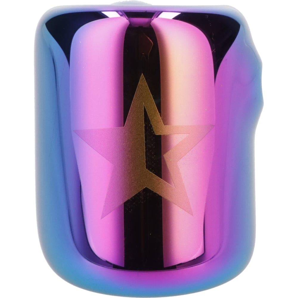 Front view of the Famous X 4" Prism Fumed Hammer Pipe, showcasing its iridescent, fumed glass finish.