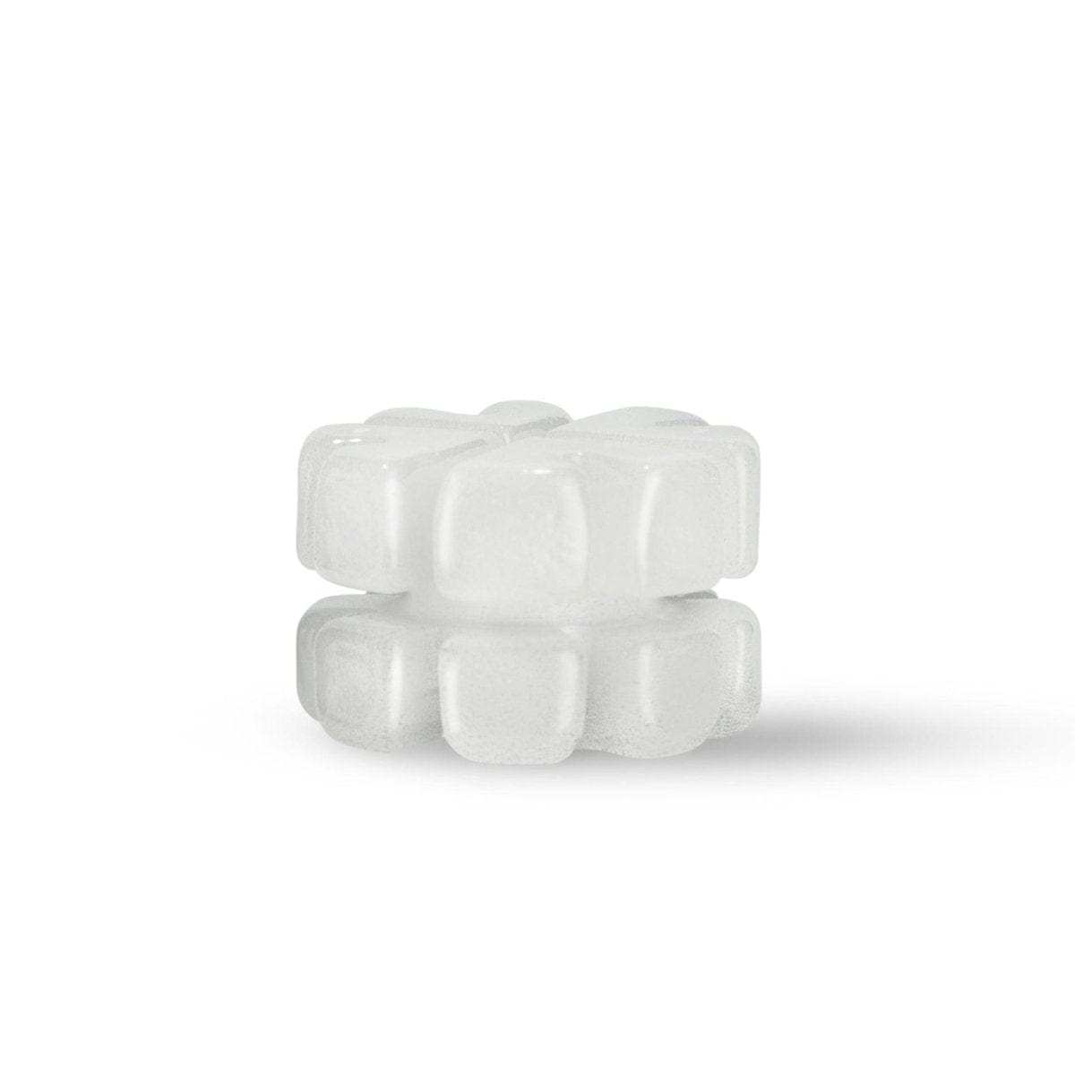 Centered close-up of a white, textured Quartz E-Banger Opaque Gear Insert shown from a low angle on a plain white background.