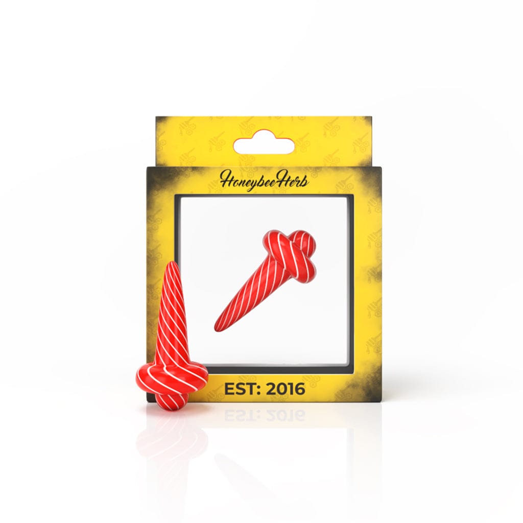 A close-up shot of the HONEY DIRECTIONAL CARB CAP, showcasing its glossy, red finish against a plain white background.