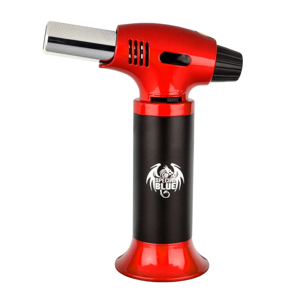 A close-up shot of the Special Blue Inferno 6.5" Butane Torch, angled slightly upward against a neutral background.