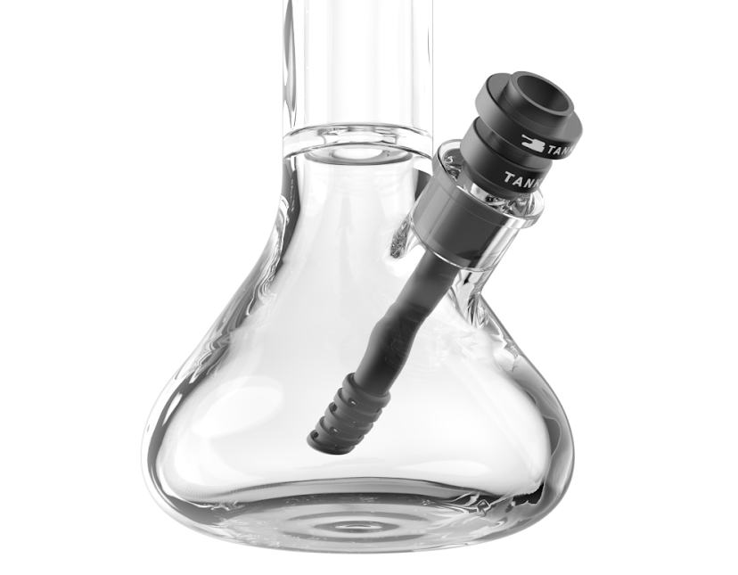 A side view of the 18-inch Tank MAX Bundle, showcasing its clear glass construction and sleek, curved design.