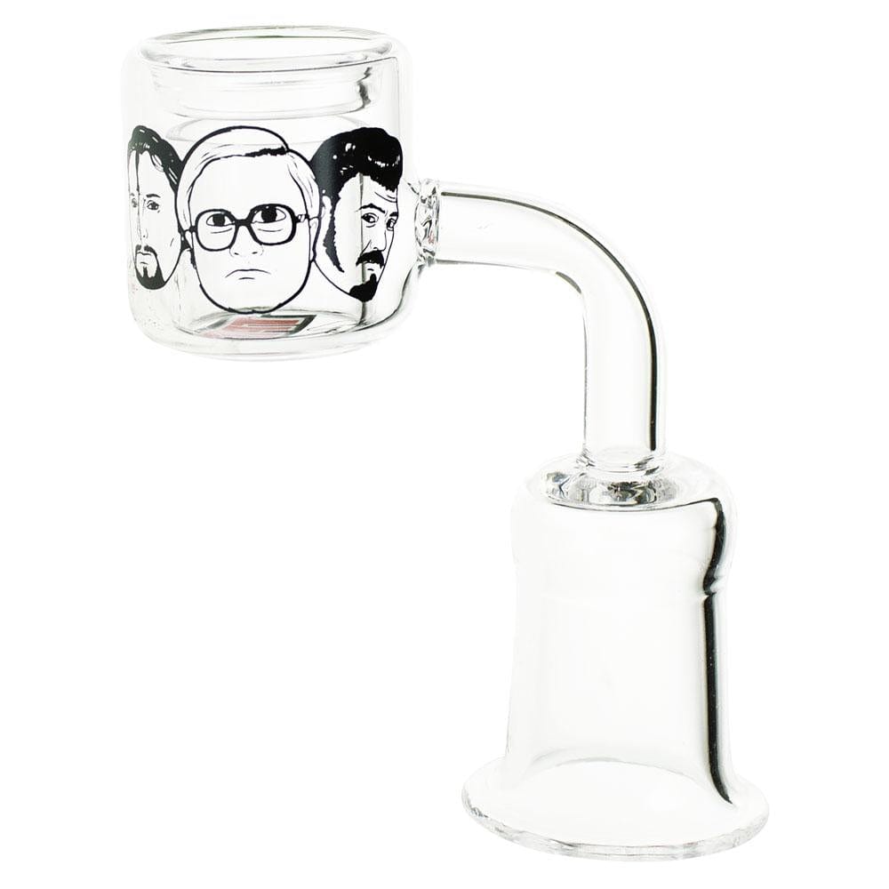 Close-up view of the Quartz Thermal Banger, showcasing its clear glass construction and cylindrical shape.