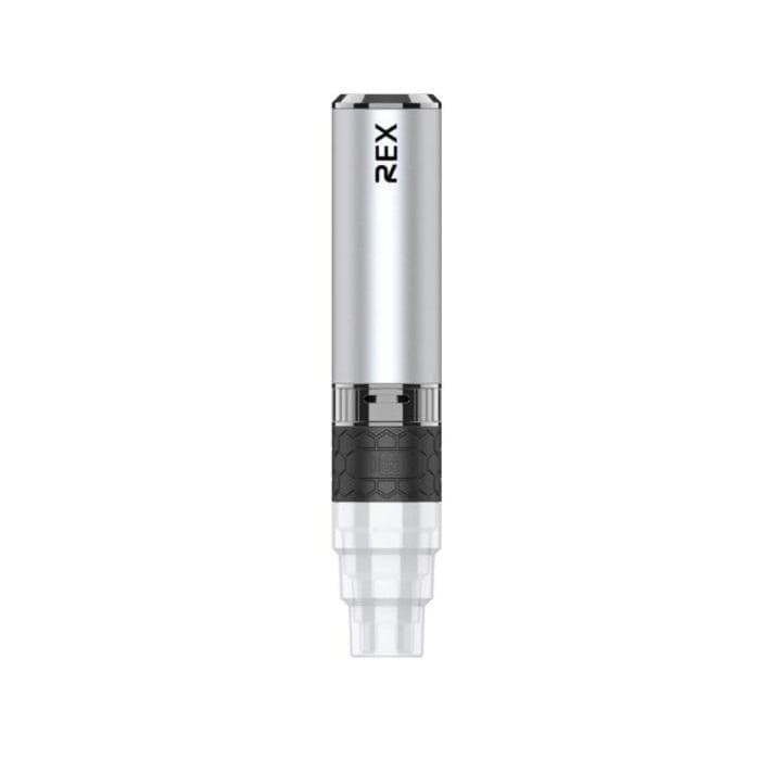 Front view of the Yocan Rex Portable Enail Vaporizer Kit, showcasing its sleek silver and black design.